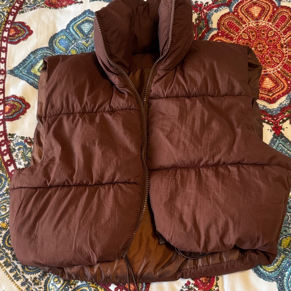 Cozy Brown Women Puffer Vest